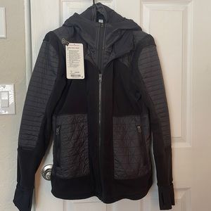 Lululemon Fleecy Keen Jacket III EUC Black Sz 10 Removable Dickie Reflective